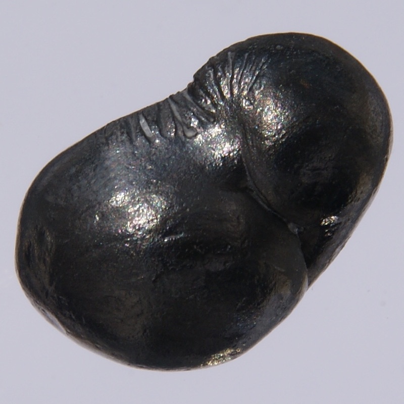 Beryllium — Pure Beryllium bead, 2.5 grams. Original size in cm: 1 x 1.5