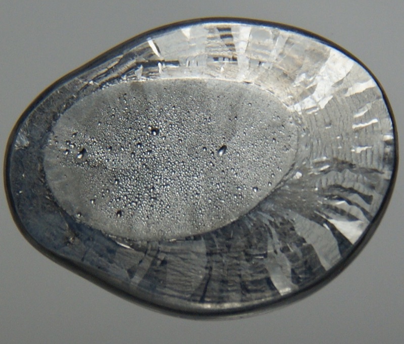 Lead — Ultrapure Lead Bead from two sides. Original size in cm: 1.5 x 2