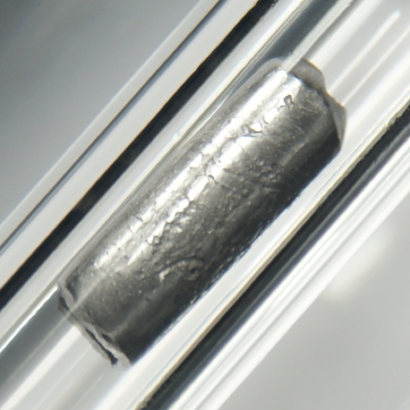 Thallium — 8 grams pure thallium under argon. Original size in cm: 0.7 x 1.5